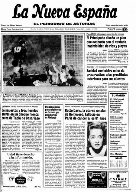 Portada Domingo 8 de Octubre de 1989