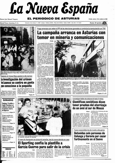 Portada Martes 10 de Octubre de 1989