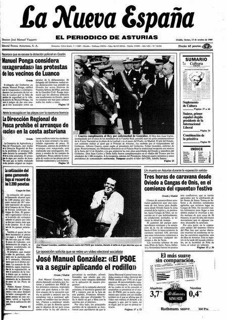 Portada Viernes 13 de Octubre de 1989