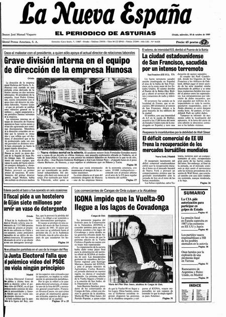 Portada Miércoles 18 de Octubre de 1989