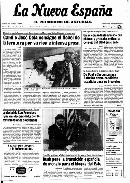 Portada Viernes 20 de Octubre de 1989
