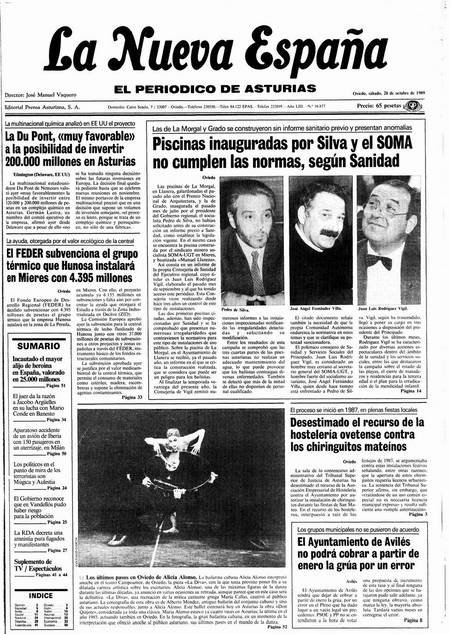 Portada Sábado 28 de Octubre de 1989