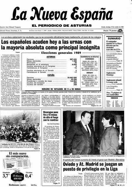 Portada Domingo 29 de Octubre de 1989