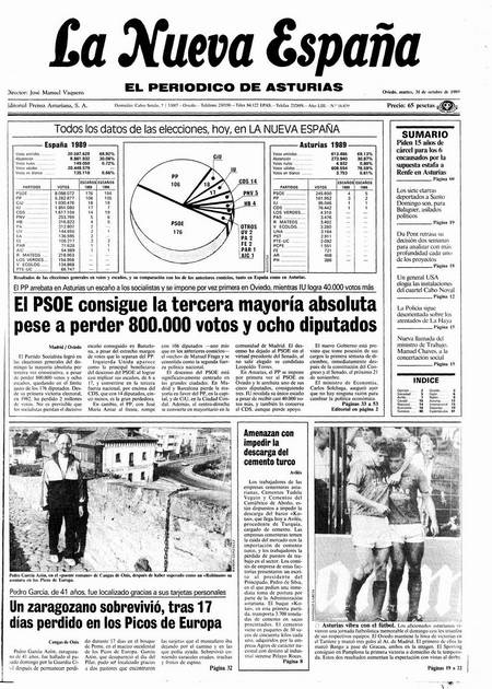 Portada Martes 31 de Octubre de 1989