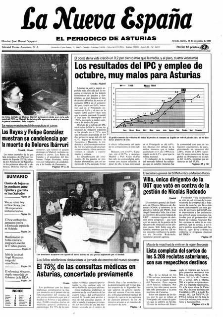 Portada Martes 14 de Noviembre de 1989