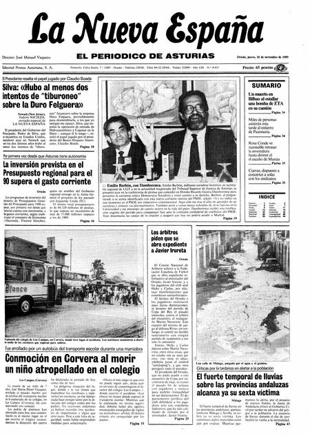 Portada Jueves 16 de Noviembre de 1989