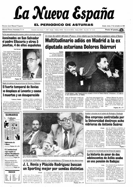 Portada Viernes 17 de Noviembre de 1989