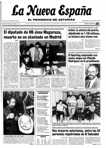 Portada Martes 21 de Noviembre de 1989