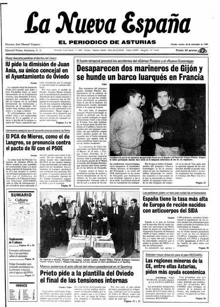 Portada Viernes 24 de Noviembre de 1989