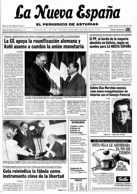 Portada Sábado 9 de Diciembre de 1989