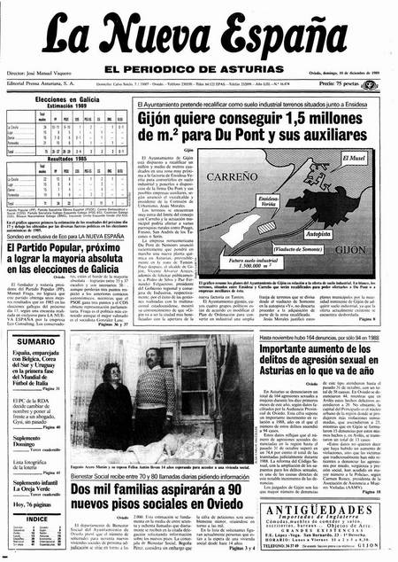 Portada Domingo 10 de Diciembre de 1989