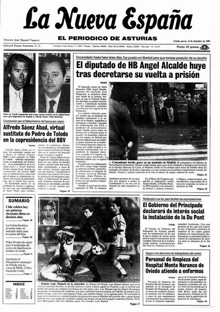Portada Jueves 14 de Diciembre de 1989