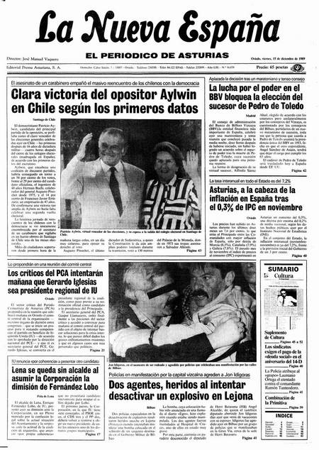 Portada Viernes 15 de Diciembre de 1989