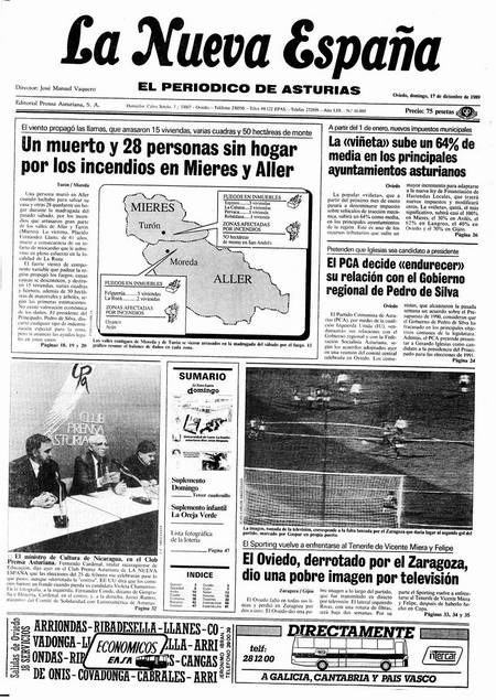 Portada Domingo 17 de Diciembre de 1989