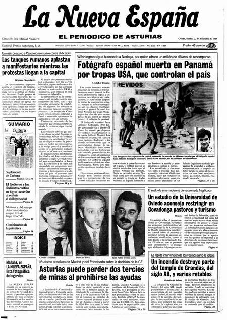Portada Viernes 22 de Diciembre de 1989