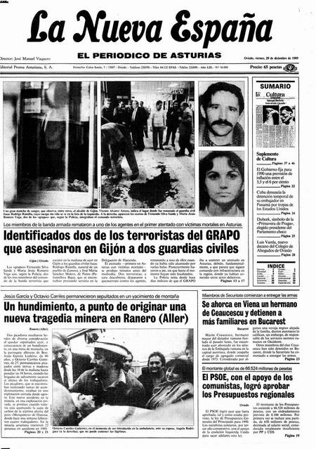 Portada Viernes 29 de Diciembre de 1989
