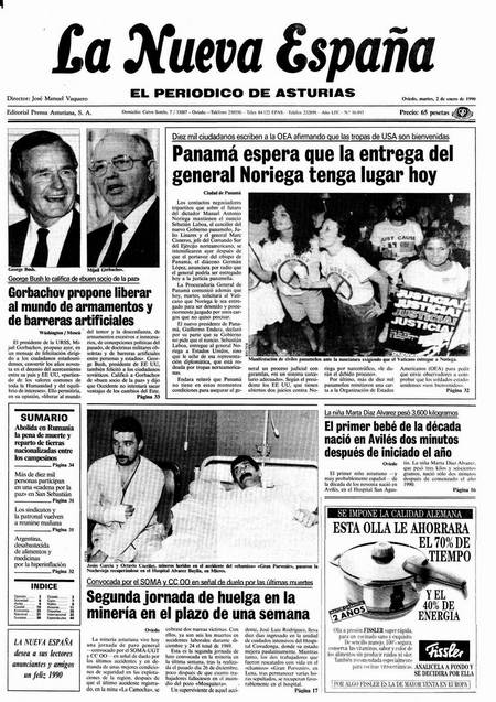 Portada Martes 2 de  de 1990