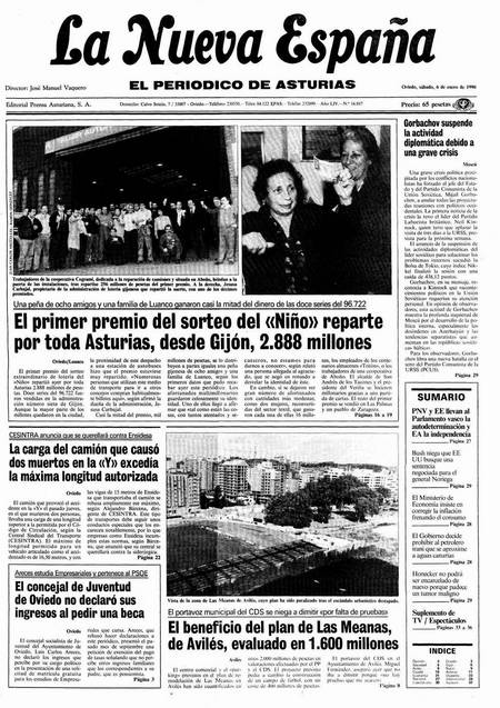 Portada Sábado 6 de  de 1990