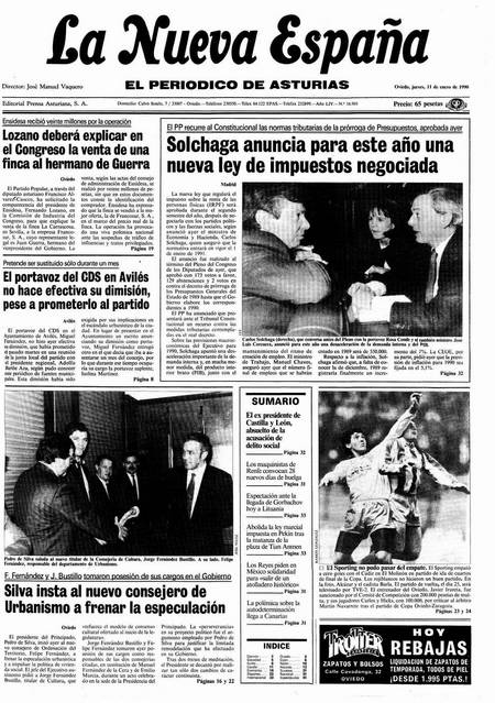 Portada Jueves 11 de  de 1990