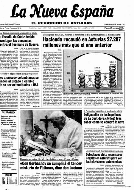 Portada Jueves 18 de  de 1990
