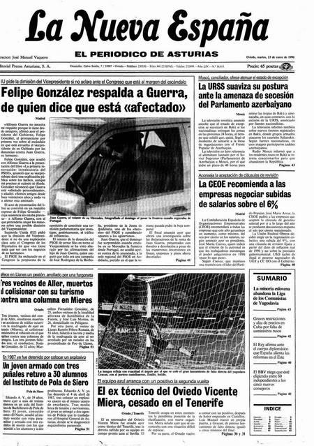 Portada Martes 23 de  de 1990
