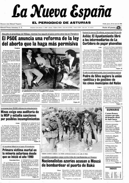 Portada Jueves 25 de  de 1990