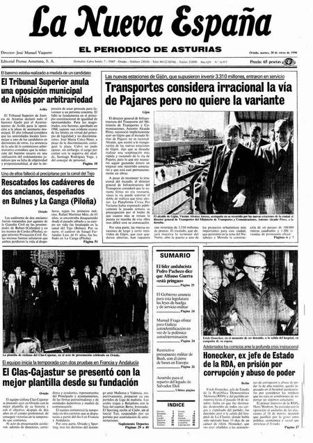 Portada Martes 30 de  de 1990