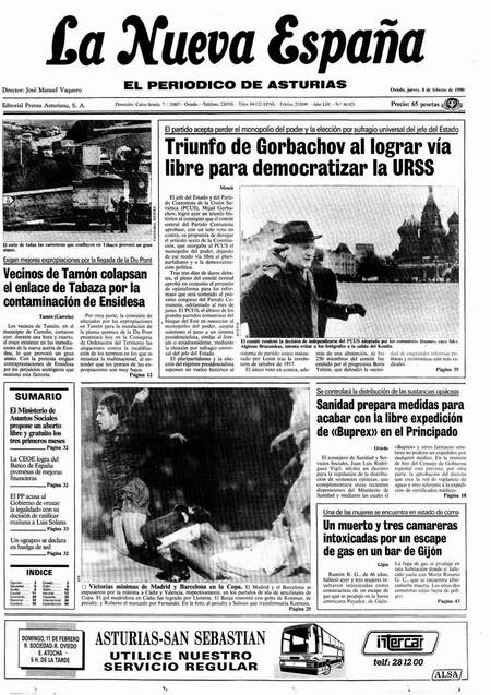 Portada Jueves 8 de  de 1990