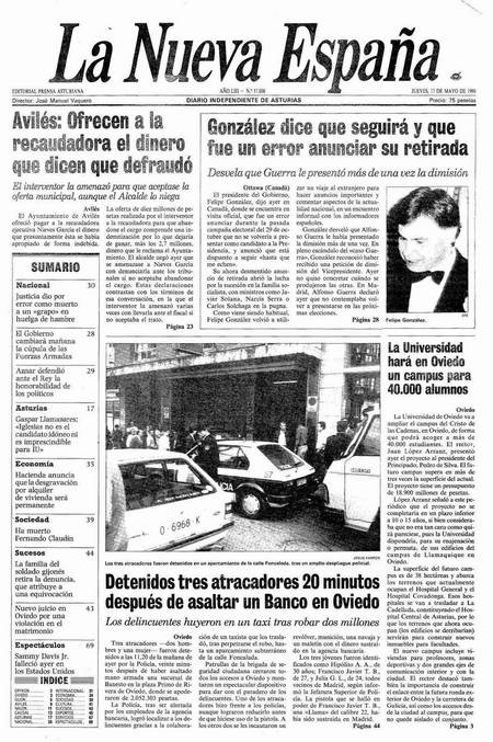 Portada Jueves 17 de  de 1990