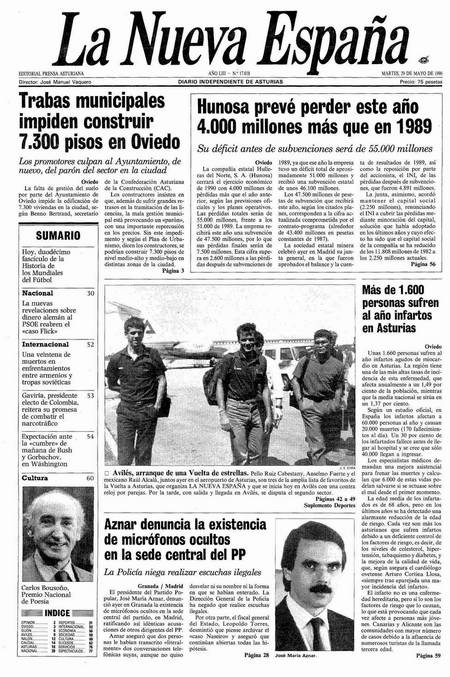Portada Martes 29 de  de 1990