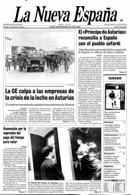 Portada Sábado 2 de  de 1990