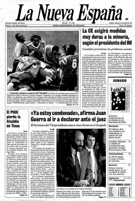 Portada Sábado 9 de  de 1990