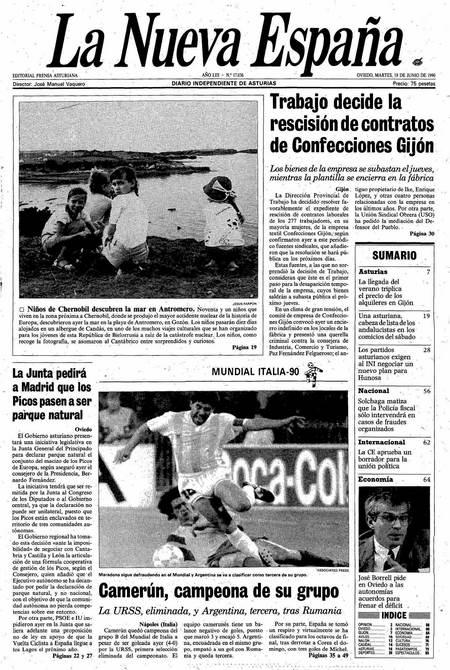 Portada Martes 19 de  de 1990