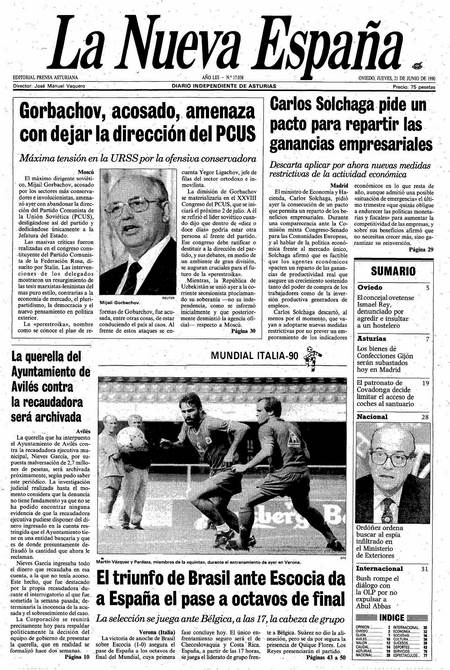 Portada Jueves 21 de  de 1990