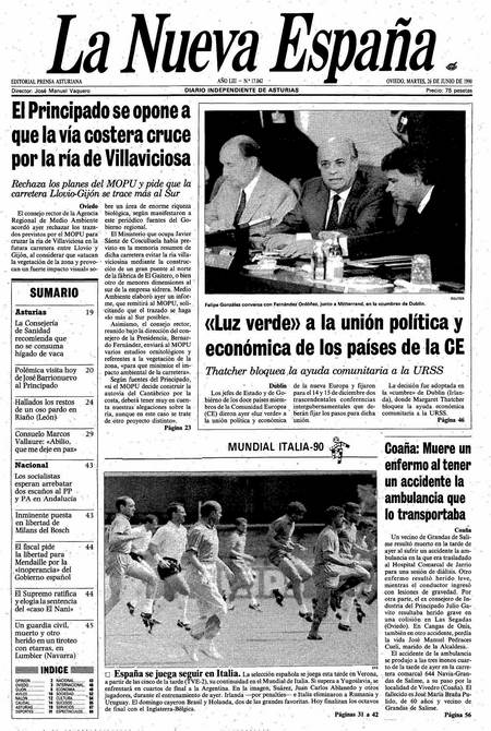 Portada Martes 26 de  de 1990