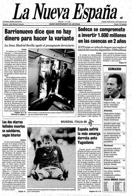 Portada Miércoles 27 de  de 1990