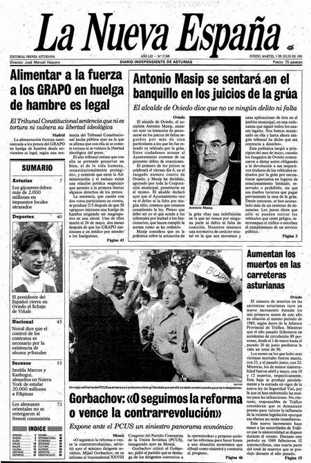 Portada Martes 3 de  de 1990