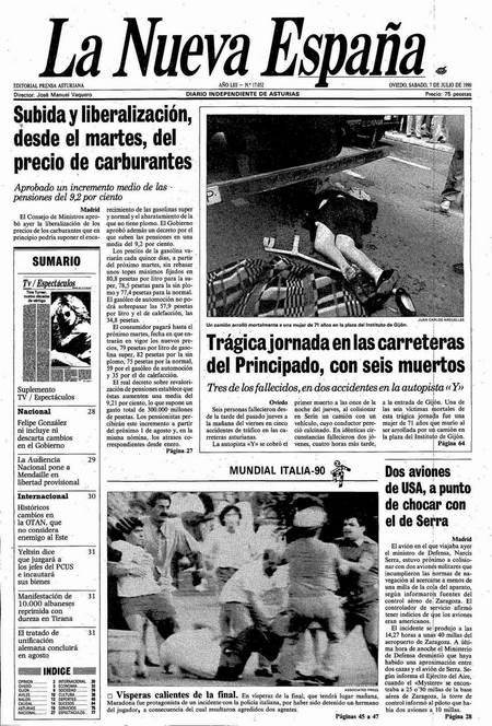 Portada Sábado 7 de  de 1990