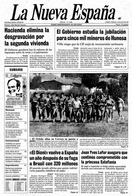 Portada Viernes 27 de  de 1990