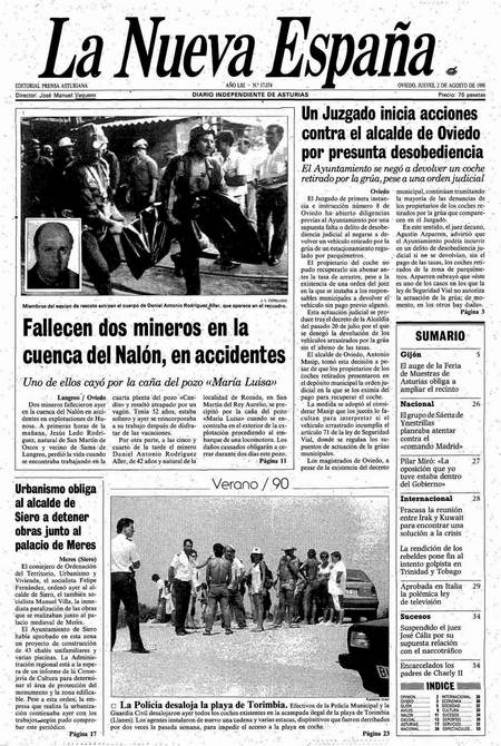 Portada Jueves 2 de  de 1990