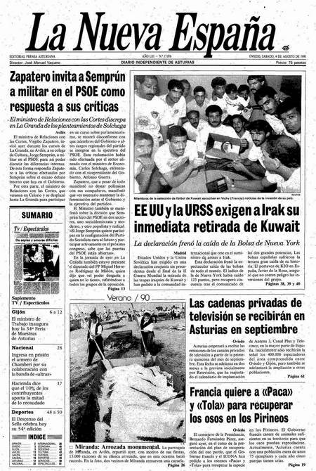 Portada Sábado 4 de  de 1990