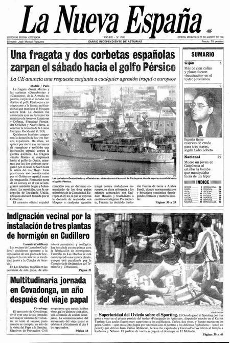 Portada Miércoles 22 de  de 1990