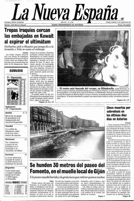 Portada Sábado 25 de  de 1990