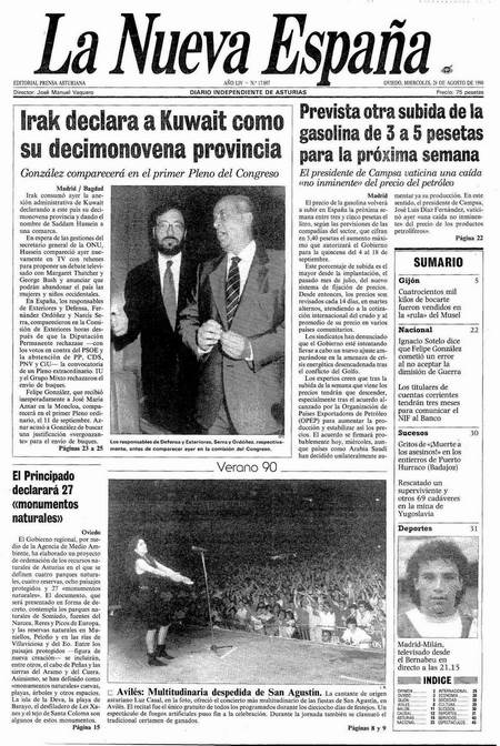 Portada Miércoles 29 de  de 1990