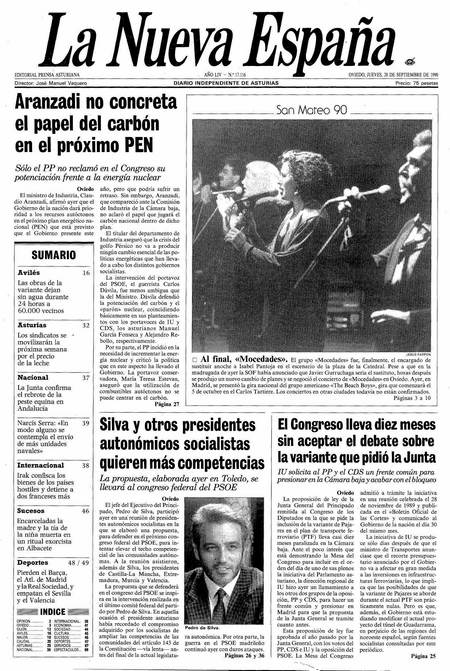 Portada Jueves 20 de  de 1990