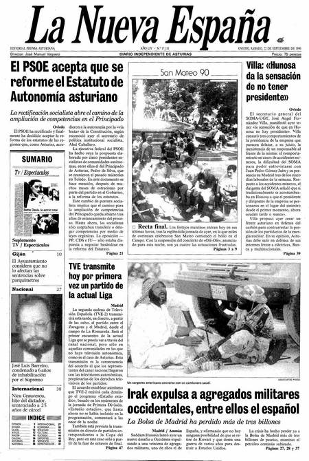 Portada Sábado 22 de  de 1990