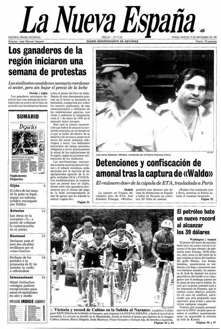 Portada Martes 25 de  de 1990