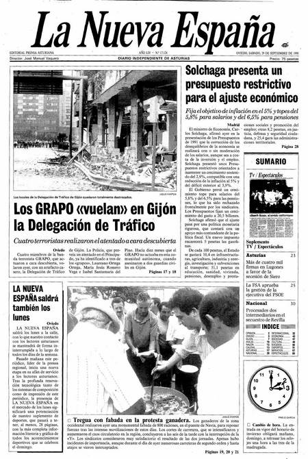 Portada Sábado 29 de  de 1990