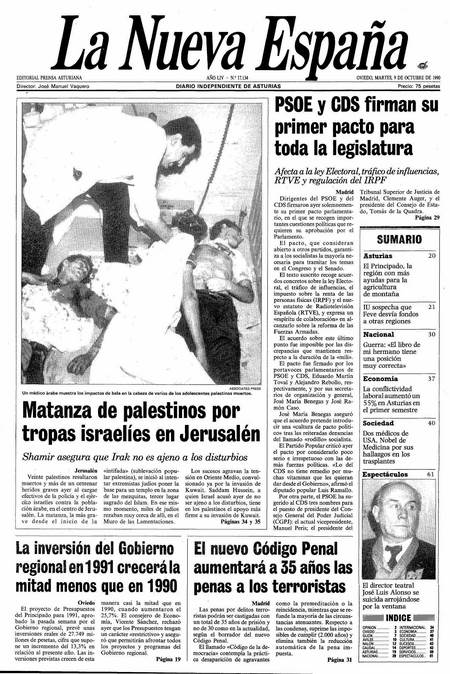 Portada Martes 9 de Octubre de 1990