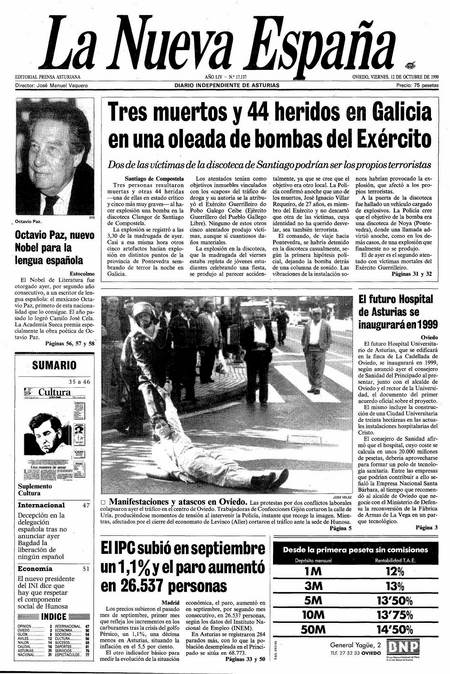 Portada Viernes 12 de Octubre de 1990